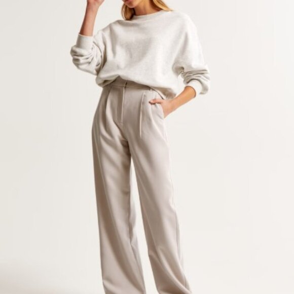 Abercrombie & Fitch Sloane Tailored Wide Leg Pant light Taupe SP - Picture 1 of 7